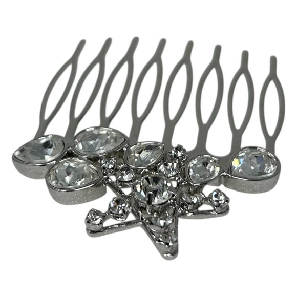 Swarovski Bailee Star Silver Tone Crystal Hair Comb Sparkling Wedding Formal - Picture 10 of 13